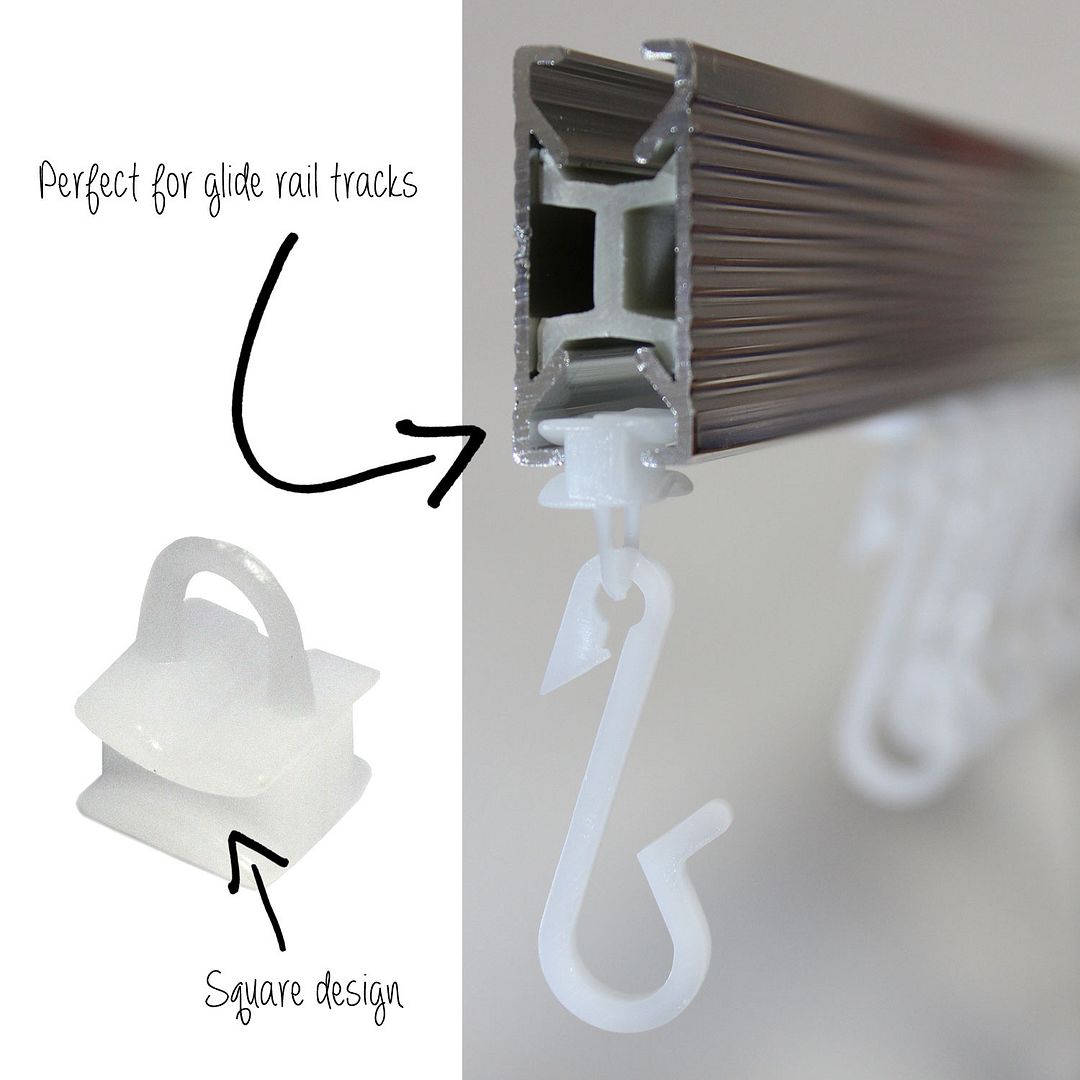 ECOSPA Replacement Shower Curtain Hooks Pack Fits Glider Rail Tracks